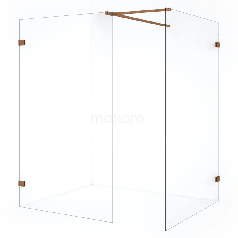 Diamond Walk-in shower | 130x110 cm Copper Clear glass 2 fixed walls IDB1311520KP