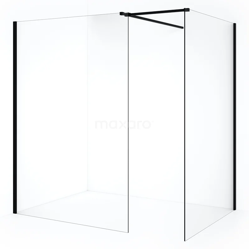 Diamond Walk-in shower | 130x130 cm Matte black Clear glass 2 fixed walls IDB1313510MB