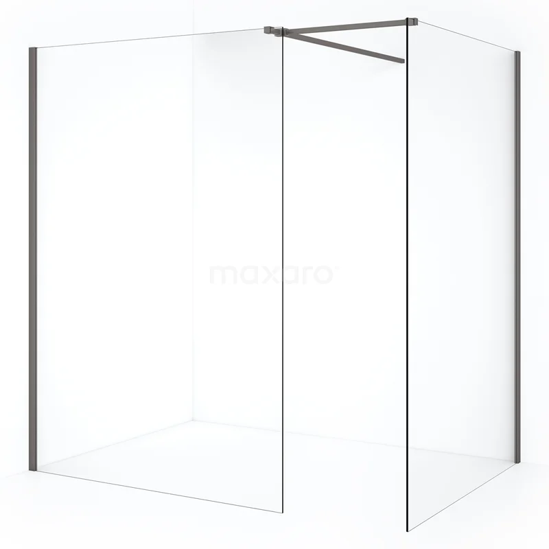 Diamond Walk-in shower | 140x130 cm Black metal Clear glass 2 fixed walls IDB1413510ZMN