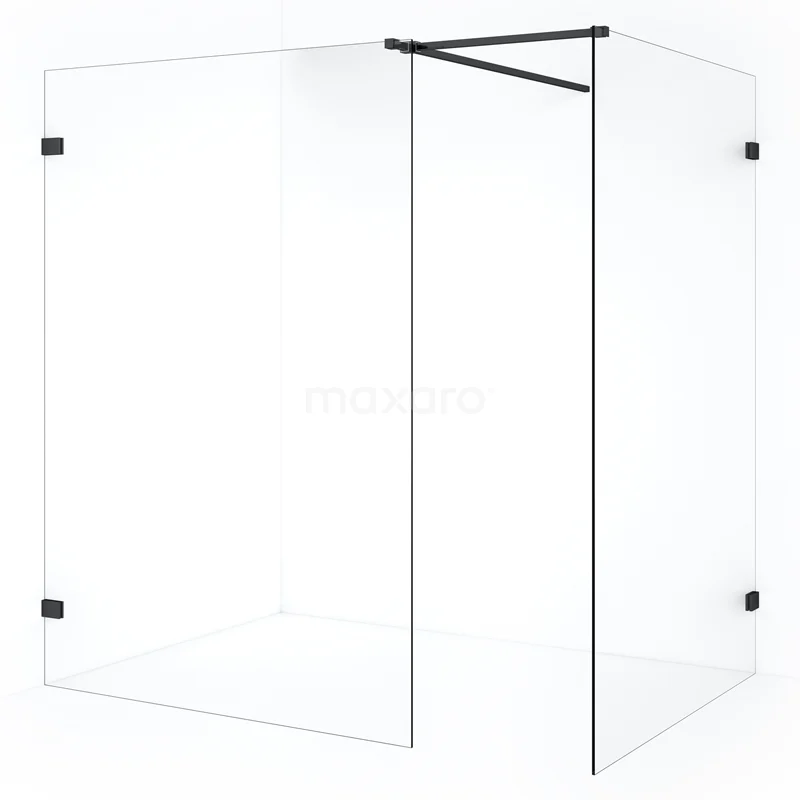 Diamond Walk-in shower | 140x130 cm Black chrome Clear glass 2 fixed walls IDB1413520BC