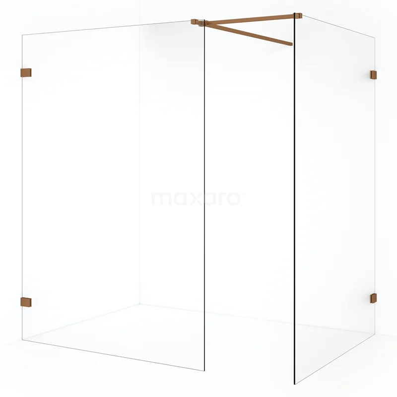 Diamond Walk-in shower | 140x140 cm Copper Clear glass 2 fixed walls IDB1414520KP