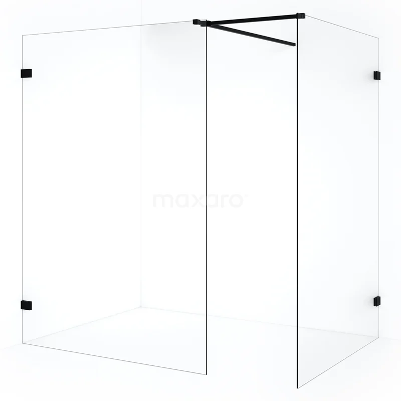 Diamond Walk-in shower | 140x140 cm Matte black Clear glass 2 fixed walls IDB1414520MB