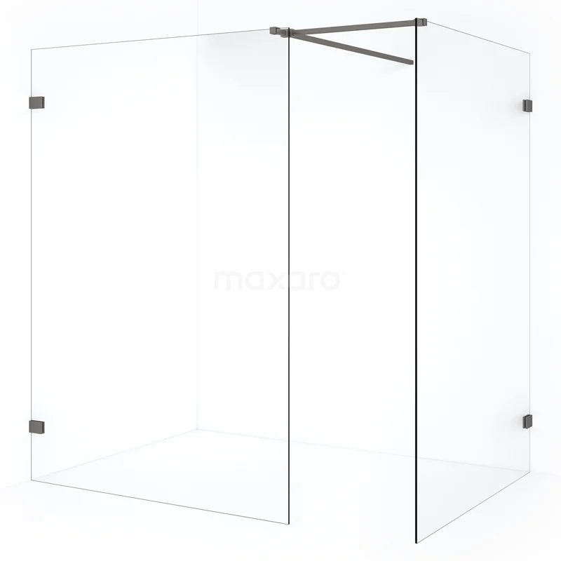 Diamond Walk-in shower | 140x130 cm Black metal Clear glass 2 fixed walls IDB1314520ZM
