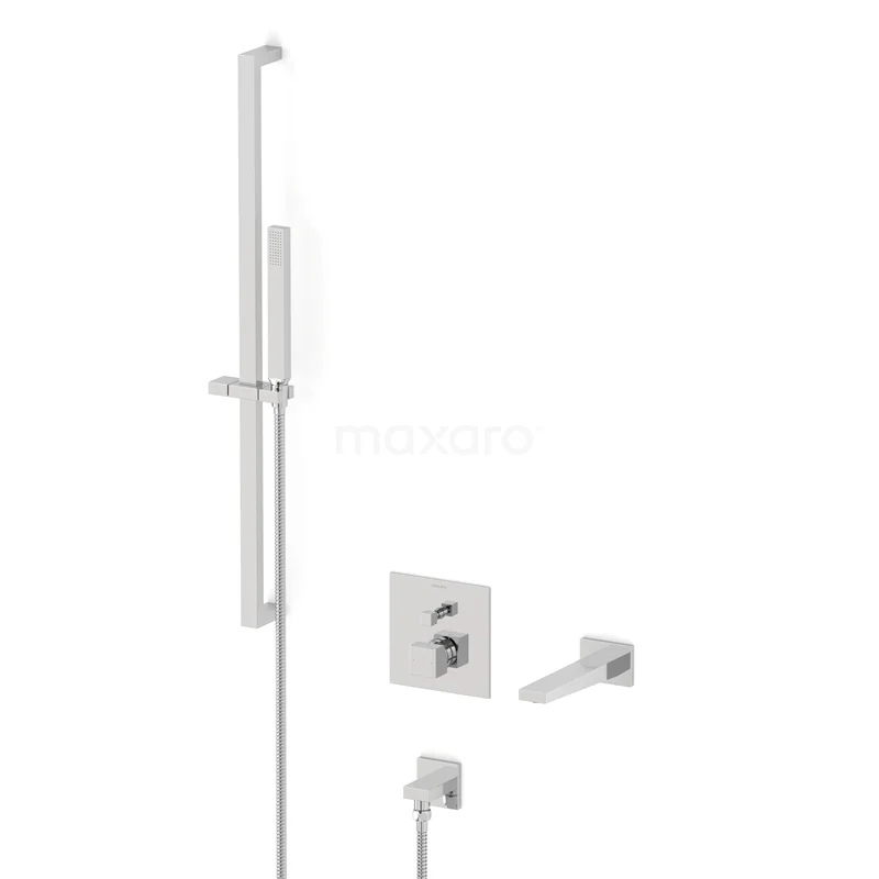 Cubic Concealed bath mixer set | Chrome Single lever mixer tap with handheld shower 1 position CIC22-00018