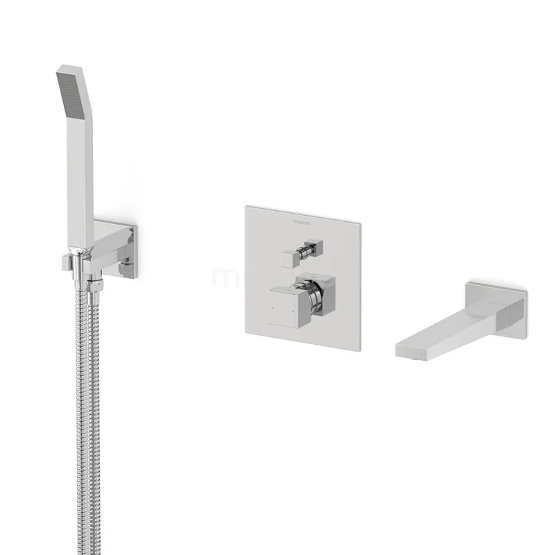Cubic Concealed bath mixer set | Chrome Single lever mixer tap with handheld shower 1 position CIC22-00022