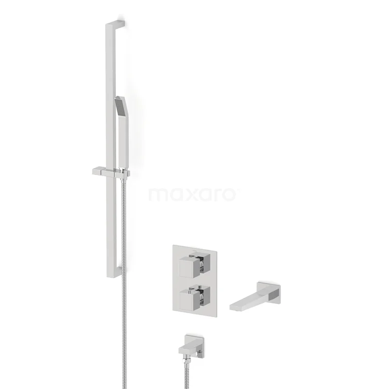 Cubic Built-in bath mixer set | Chrome Thermostatic mixer with handheld shower 1 position CIC22-00037