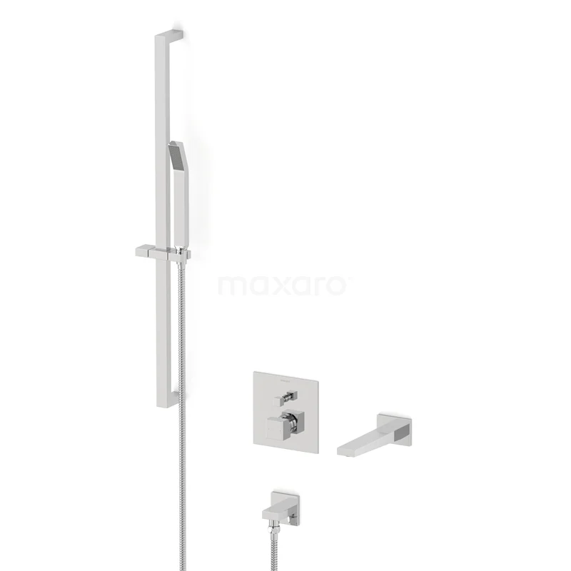 Cubic Concealed bath mixer set | Chrome Single lever mixer tap with handheld shower 1 position CIC22-00038