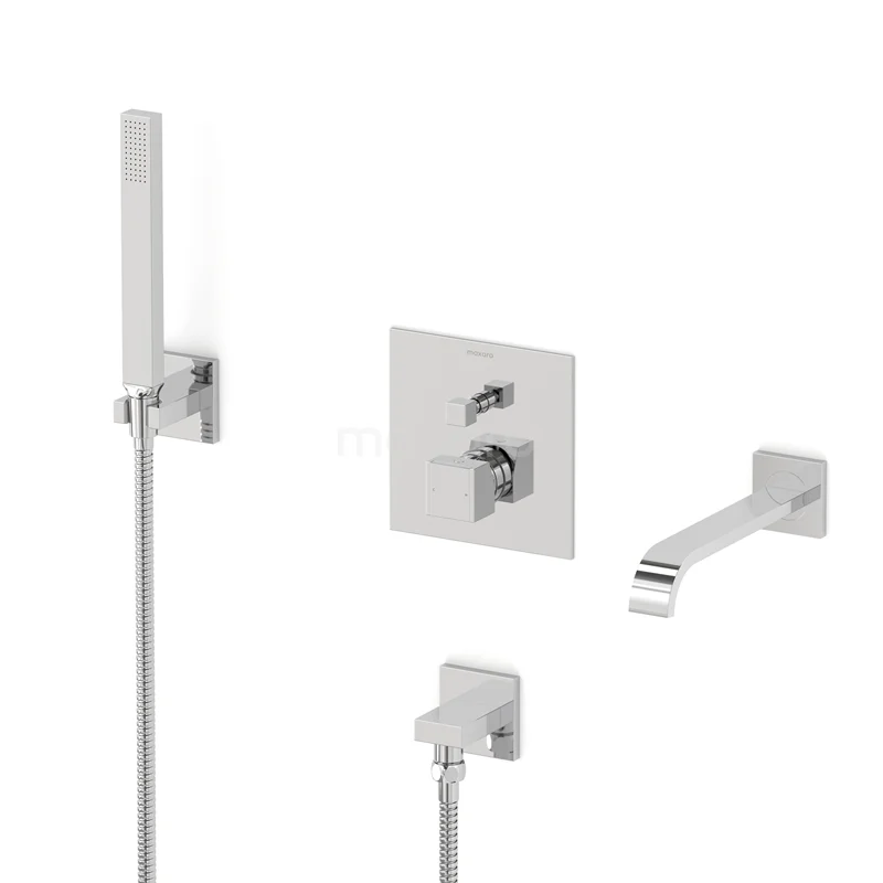 Cubic Concealed bath mixer set | Chrome Single lever mixer tap with handheld shower 1 position CIC44-00010