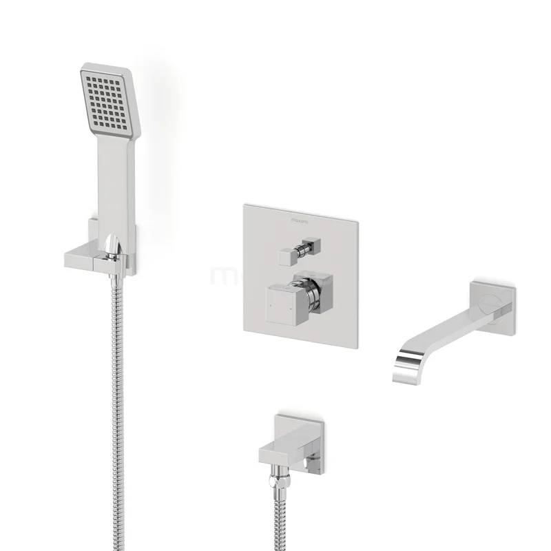 Cubic Concealed bath mixer set | Chrome Single lever mixer tap with handheld shower 1 position CIC44-00054