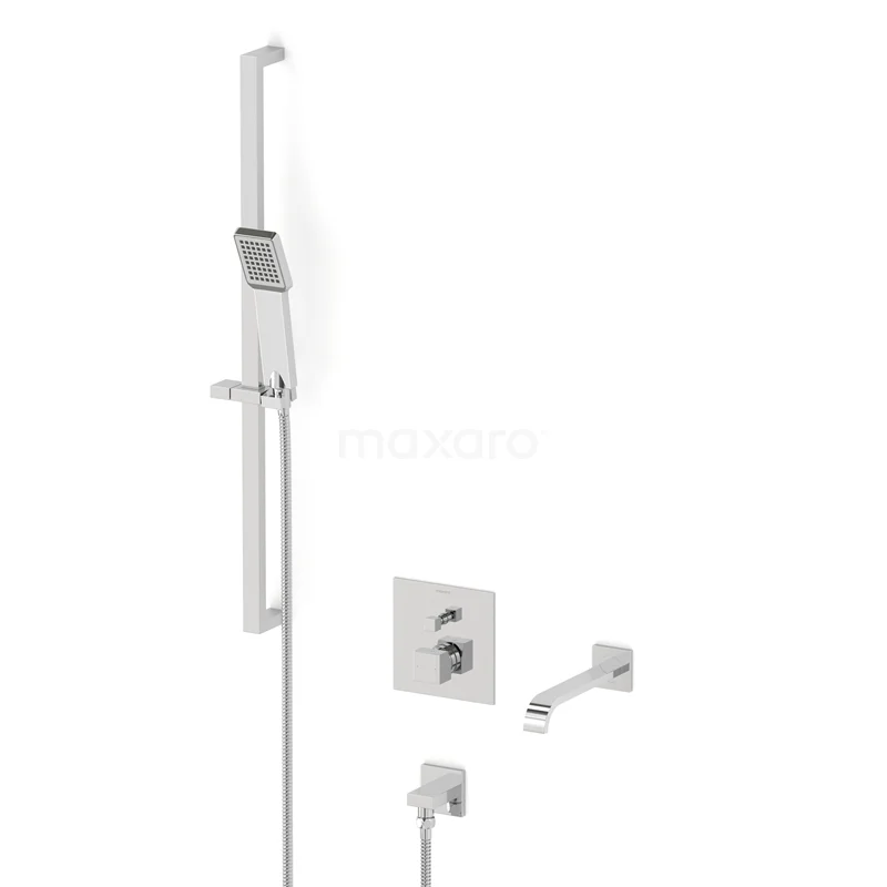 Cubic Concealed bath mixer set | Chrome Single lever mixer tap with handheld shower 1 position CIC44-00058