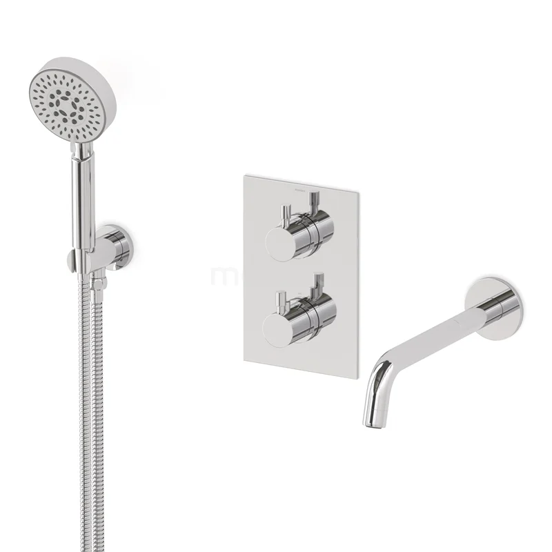 Radius Wanneneinbau-Mischbatterie-Set | Chrom Thermostatarmatur mit Handbrause 5 Positionen CIC55-00016 Radius Wanneneinbau-Mischbatterie-Set | Chrom Thermostatarmatur mit Handbrause 5 Positionen CIC55-00016