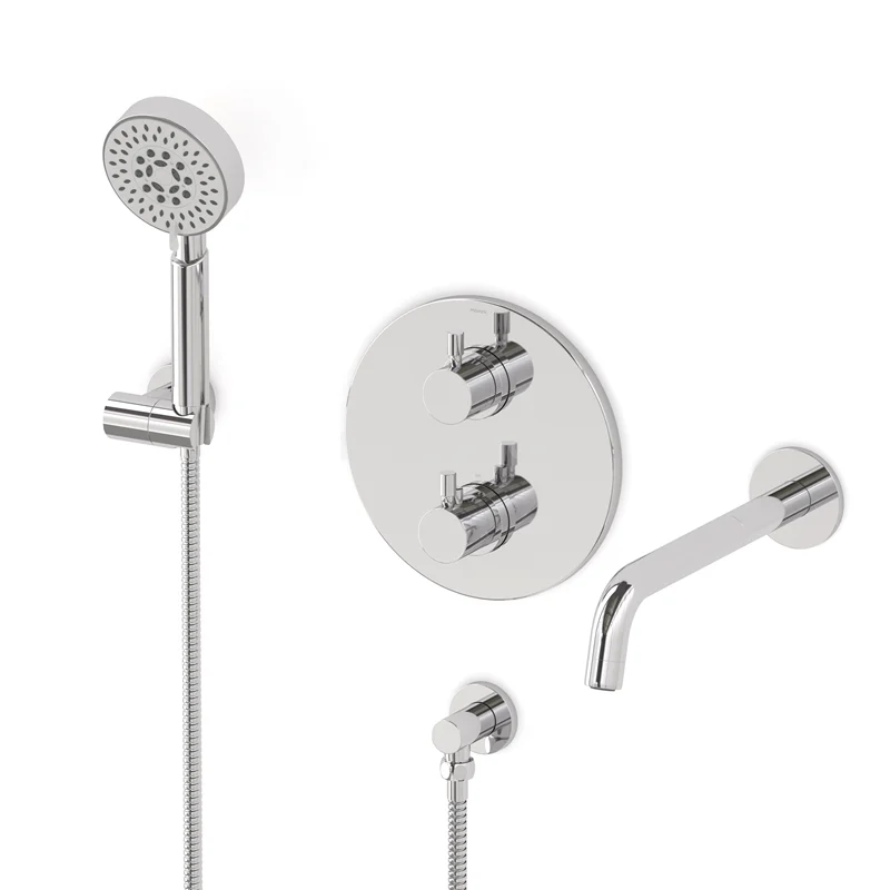 Radius Built-in bath mixer set | Chrome Thermostatic mixer with handheld shower 5 positions CIC55-00023