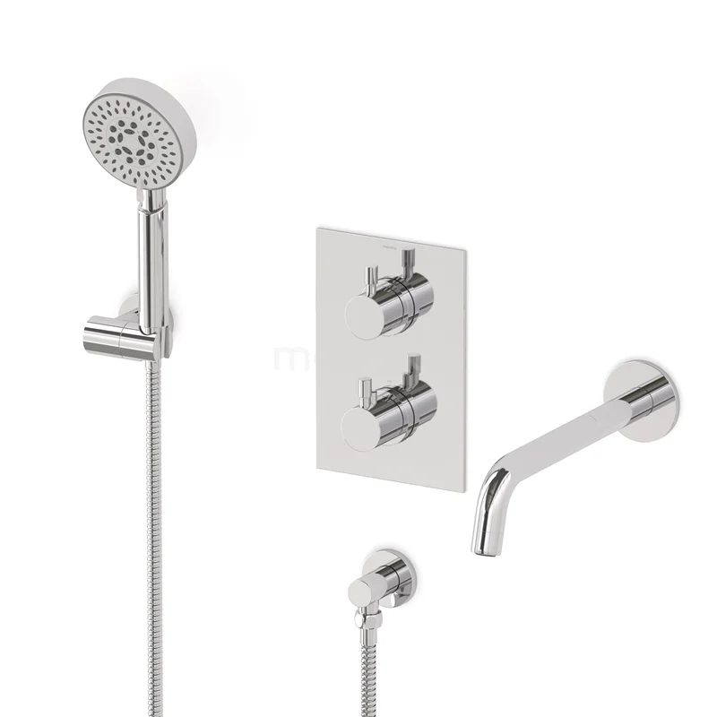 Radius Built-in bath mixer set | Chrome Thermostatic mixer with handheld shower 5 positions CIC55-00024