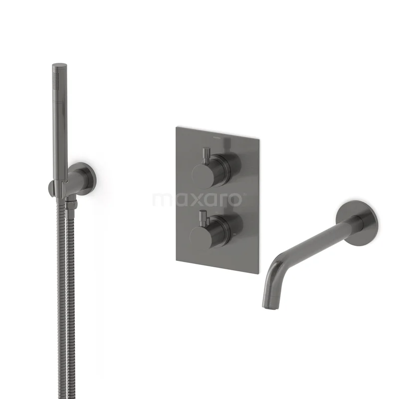 Radius Built-in bath mixer set | Black metal Thermostatic mixer with handheld shower 1 position CIM55-00002
