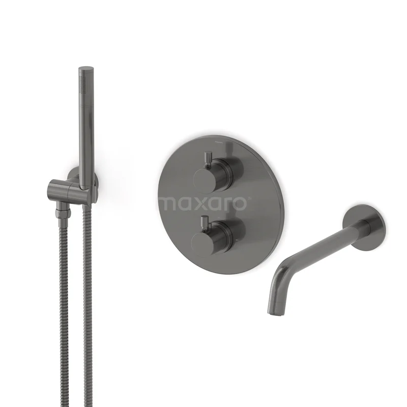 Radius Built-in bath mixer set | Black metal Thermostatic mixer with handheld shower 1 position CIM55-00004
