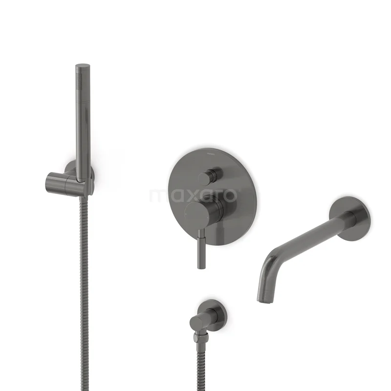 Radius Concealed bath mixer set | Black metal Single lever mixer tap with handheld shower 1 position CIM55-00012