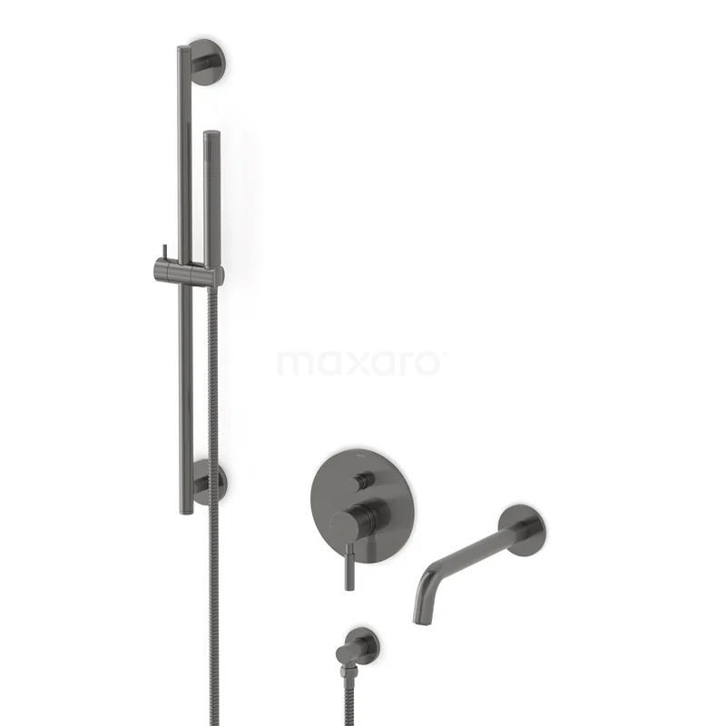 Radius Unterputz-Wannenbatterie-Set | Schwarzes Metall Einhebelmischer mit Handbrause 1 Position CIM55-00015 Radius Unterputz-Wannenbatterie-Set | Schwarzes Metall Einhebelmischer mit Handbrause 1 Position CIM55-00015