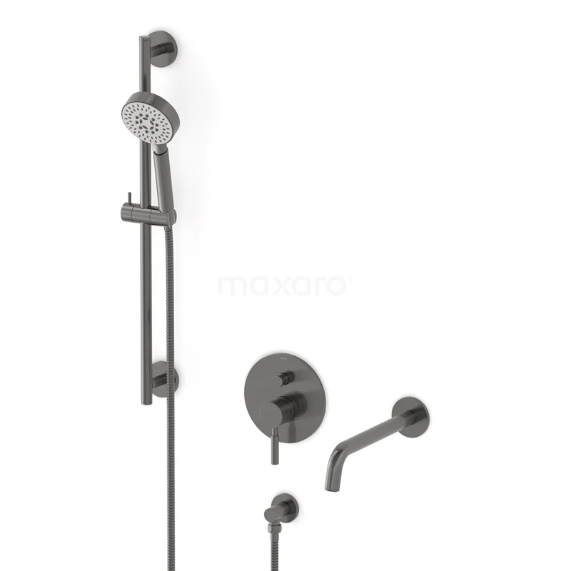 Radius Unterputz-Wannenbatterie-Set | Schwarzes Metall Einhebelmischer mit Handbrause 5 Positionen CIM55-00030 Radius Unterputz-Wannenbatterie-Set | Schwarzes Metall Einhebelmischer mit Handbrause 5 Positionen CIM55-00030