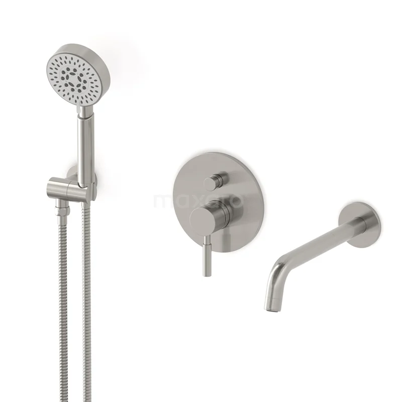 Radius Concealed bath mixer set | Stainless steel Single lever mixer tap with handheld shower 5 positions CIR55-00021