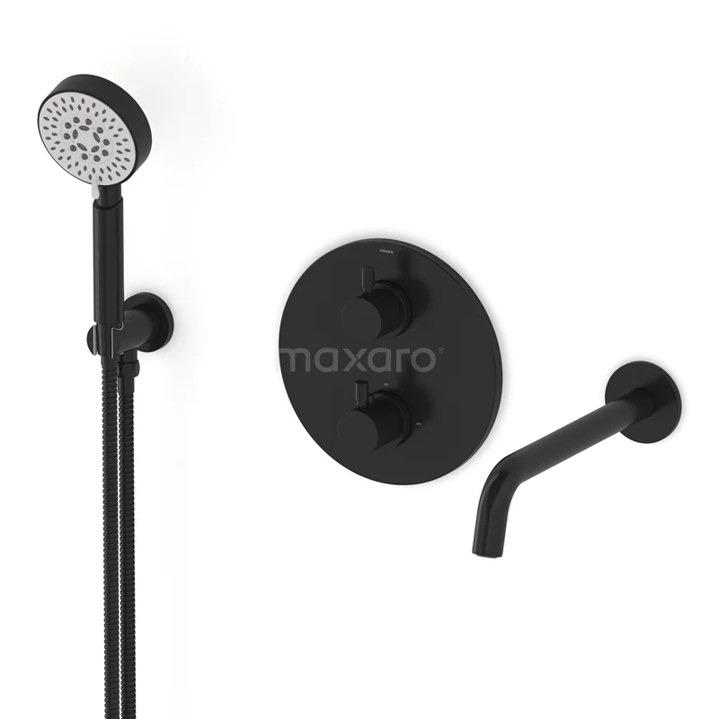Radius Built-in bath mixer set | Black Thermostatic mixer with handheld shower 5 positions CIZ55-00016