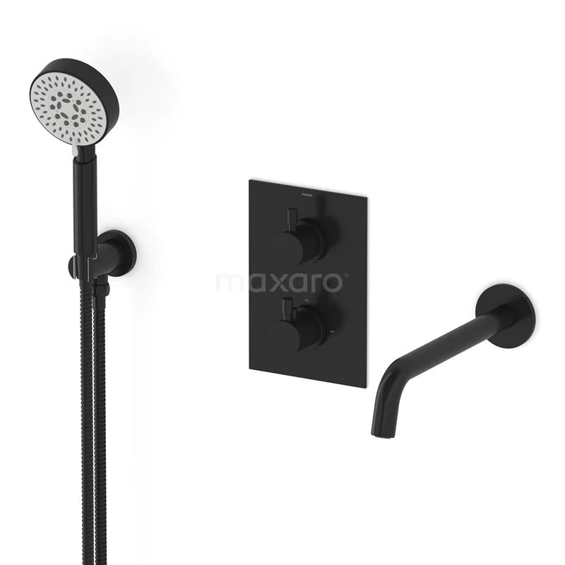 Radius Built-in bath mixer set | Black Thermostatic mixer with handheld shower 5 positions CIZ55-00017