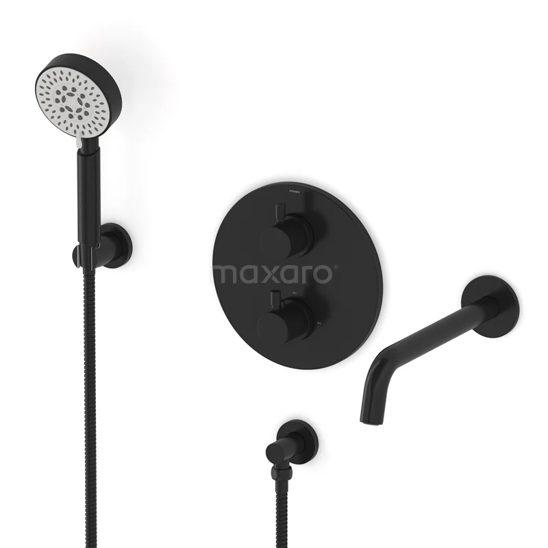Radius Wanneneinbau-Mischbatterie-Set | Schwarz Thermostatarmatur mit Handbrause 5 Positionen CIZ55-00022 Radius Wanneneinbau-Mischbatterie-Set | Schwarz Thermostatarmatur mit Handbrause 5 Positionen CIZ55-00022