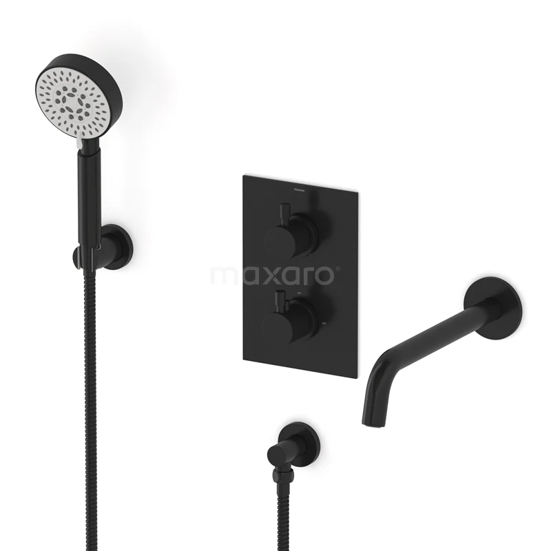 Radius Wanneneinbau-Mischbatterie-Set | Schwarz Thermostatarmatur mit Handbrause 5 Positionen CIZ55-00023 Radius Wanneneinbau-Mischbatterie-Set | Schwarz Thermostatarmatur mit Handbrause 5 Positionen CIZ55-00023