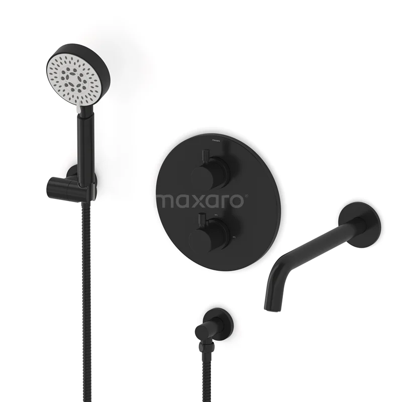 Radius Built-in bath mixer set | Black Thermostatic mixer with handheld shower 5 positions CIZ55-00025