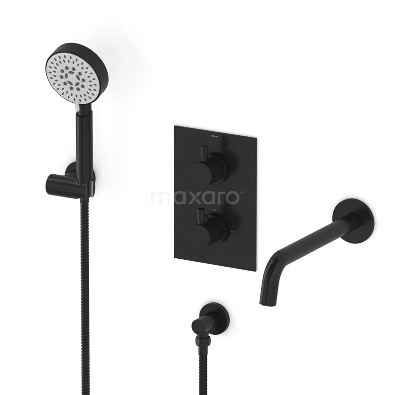 Radius Built-in bath mixer set | Black Thermostatic mixer with handheld shower 5 positions CIZ55-00026