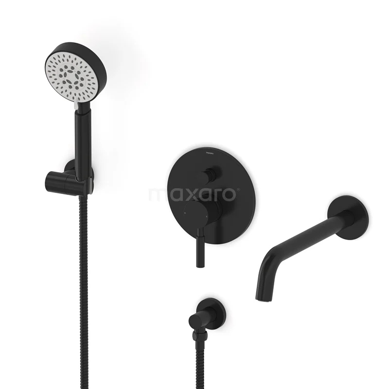 Radius Concealed bath mixer set | Black Single lever mixer tap with handheld shower 5 positions CIZ55-00027