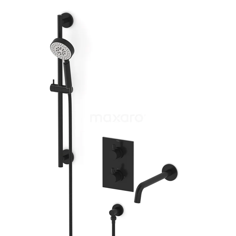 Radius Built-in bath mixer set | Black Thermostatic mixer with handheld shower 5 positions CIZ55-00029
