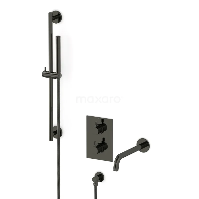 Radius Built-in bath mixer set | Black chrome Thermostatic mixer with handheld shower 1 position CIB55-00014