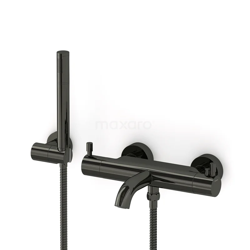 Wannenbatterie-Set Radius | Schwarz Chrom Thermostatarmatur mit Handbrause 1 Position COB55-00002 Wannenbatterie-Set Radius | Schwarz Chrom Thermostatarmatur mit Handbrause 1 Position COB55-00002