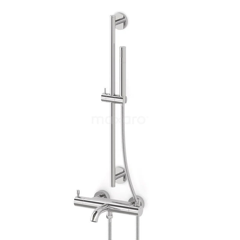 Radius exposed bath mixer set | Chrome Thermostatic mixer with handheld shower 1 position COC55-00005