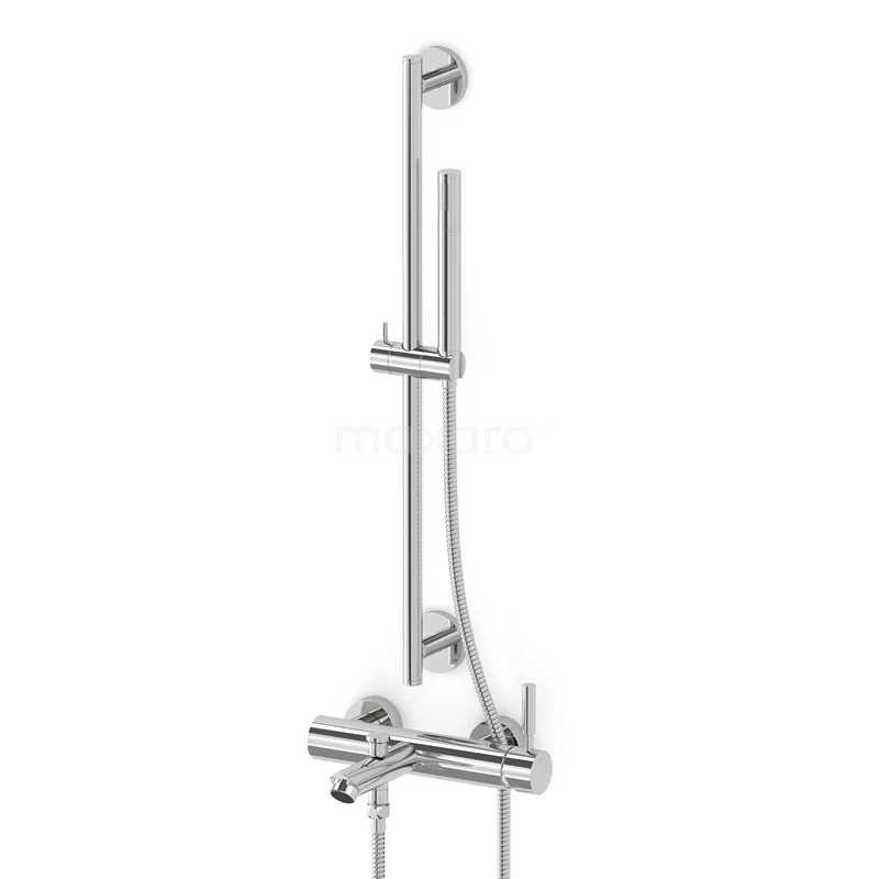 Radius exposed bath mixer tap set | Chrome Single lever mixer tap with handheld shower 1 position COC55-00006