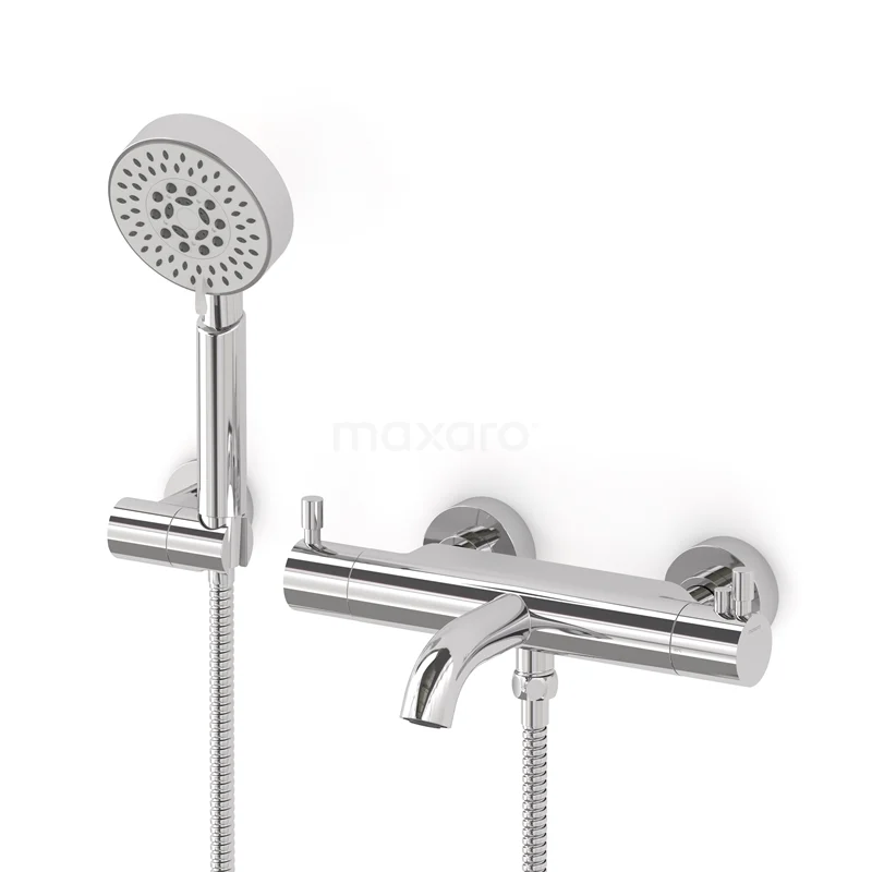 Wannenbatterie-Set Radius | Chrom Thermostatarmatur mit Handbrause 5 Positionen COC55-00009 Wannenbatterie-Set Radius | Chrom Thermostatarmatur mit Handbrause 5 Positionen COC55-00009