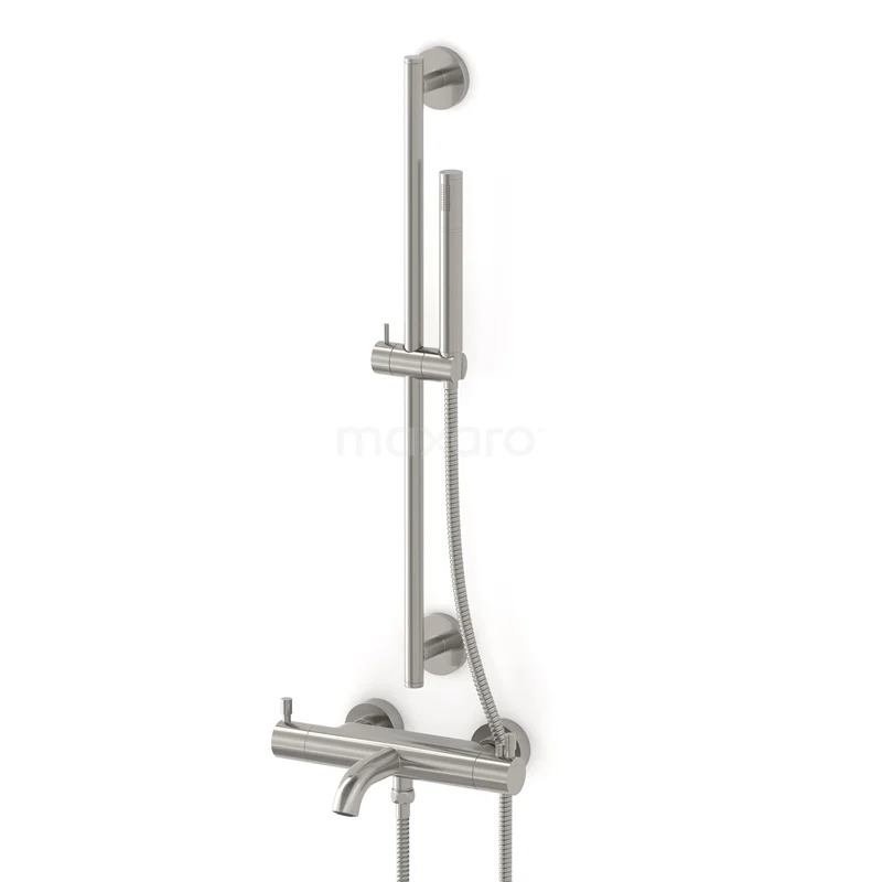 Radius exposed bath mixer set | stainless steel Thermostatic mixer with handheld shower 1 position COR55-00003