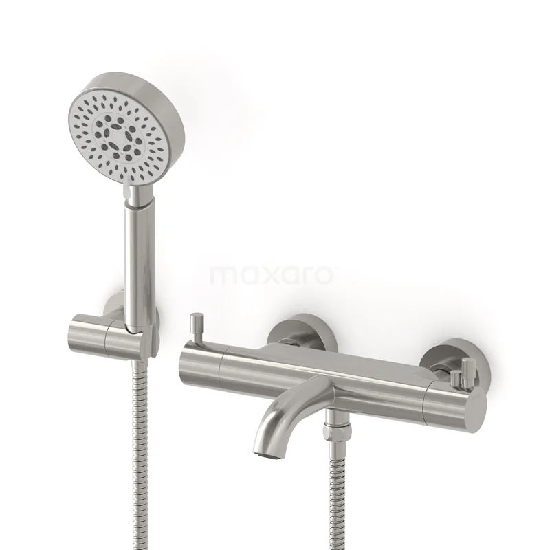 Radius exposed bath mixer set | stainless steel Thermostatic mixer with handheld shower 5 positions COR55-00005