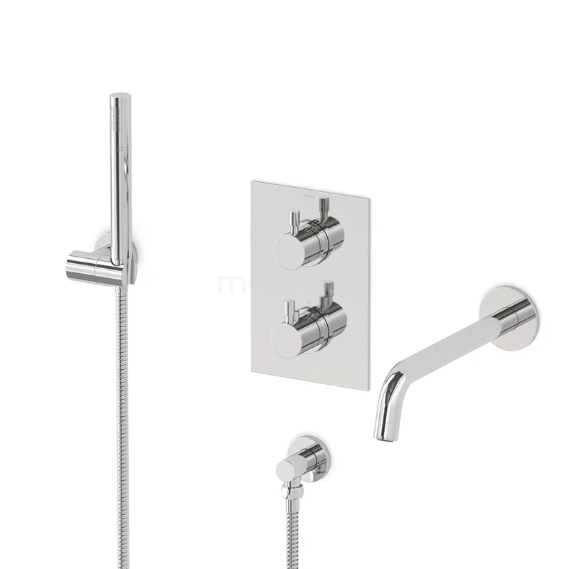 Radius Wanneneinbau-Mischbatterie-Set | Chrom Thermostatarmatur mit Handbrause 1 Position CIC55-00011 Radius Wanneneinbau-Mischbatterie-Set | Chrom Thermostatarmatur mit Handbrause 1 Position CIC55-00011