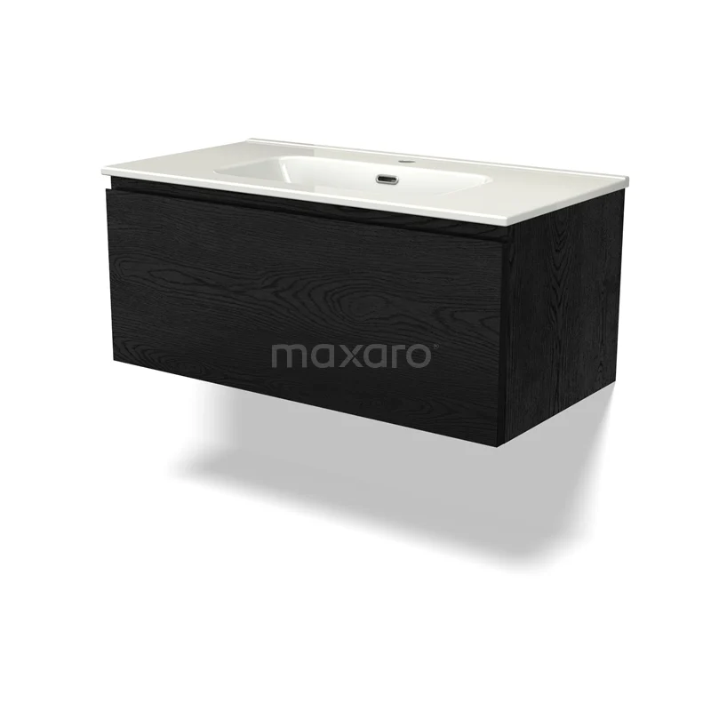 Modulo Bathroom furniture with sink | 90 cm Black oak Handle-less front Ceramic 1 drawer BMW11-04613 Modulo Bathroom furniture with sink | 90 cm Black oak Handle-less front Ceramic 1 drawer BMW11-04613