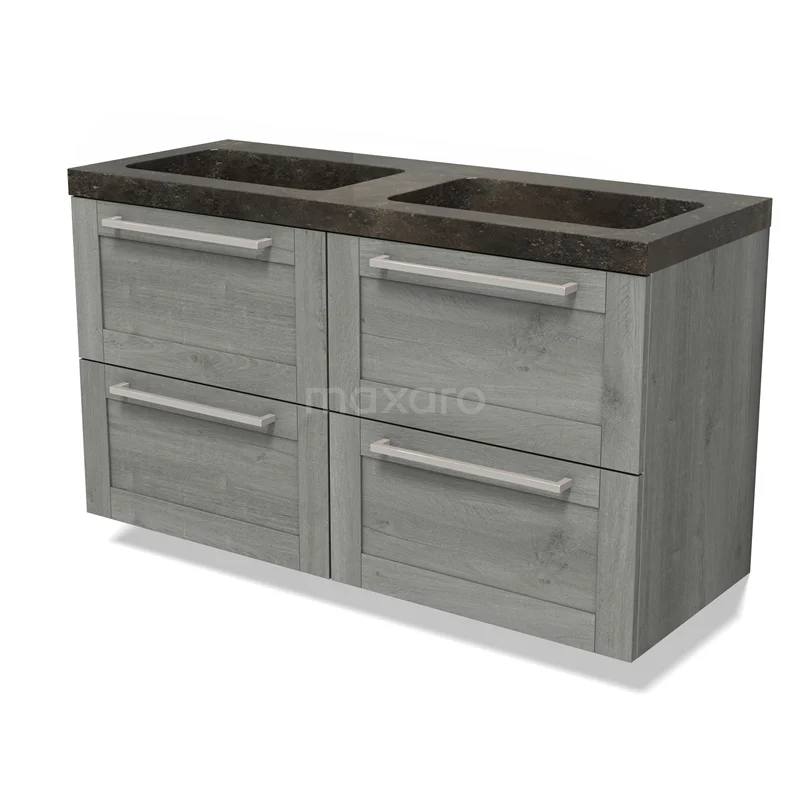 Modulo Vanity units with basin | 120 cm Grey oak Frame front Natural stone 4 drawers BMW18-01170