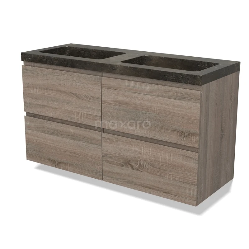 Modulo Vanity units with basin | 120 cm Oak Handle-less front Natural stone 4 drawers BMW18-01194