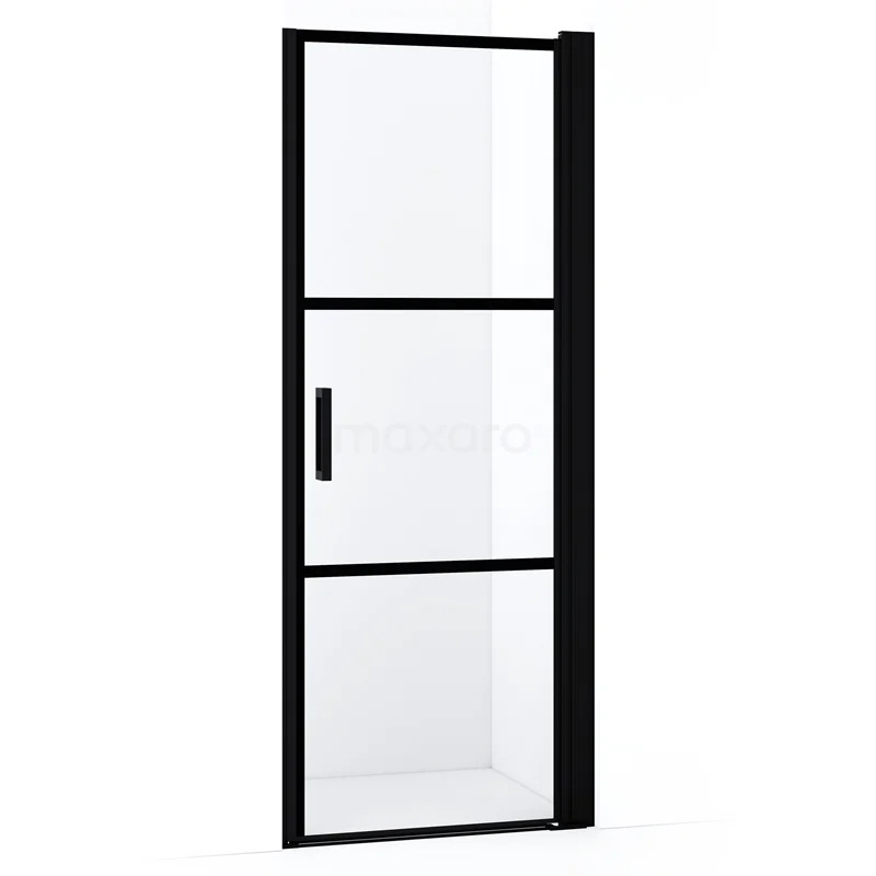 Diamond Shower door | 70 cm Matte black Clear with 4 black stripes Pivot door DDA107128RMBN
