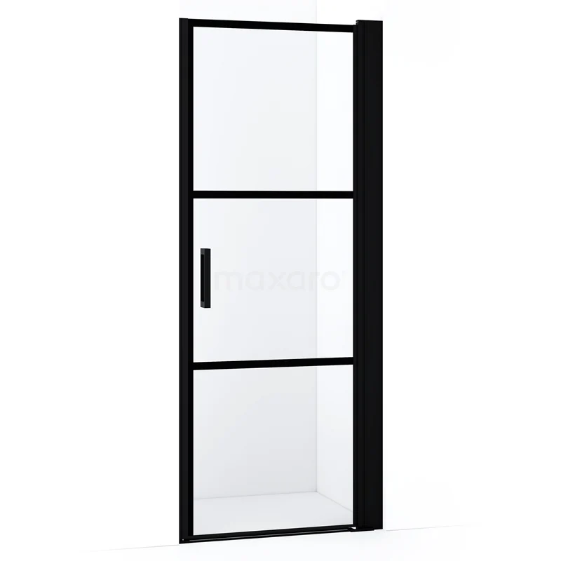 Diamond Shower door | 85 cm Matte black Clear with 4 black stripes Pivot door DDA108138RMBN