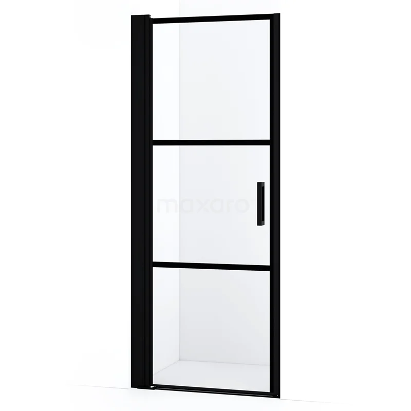 Diamond Shower door | 75 cm Matte black Clear with 4 black stripes Pivot door DDA107138LMBN