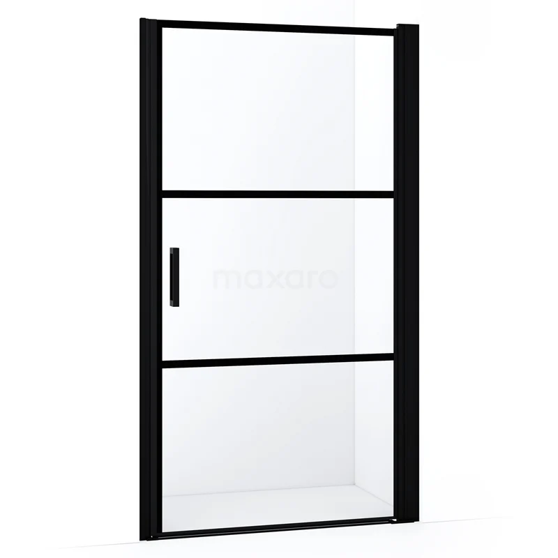 Diamond Shower door | 95 cm Matte black Clear with 4 black stripes Pivot door DDA109228RMBN