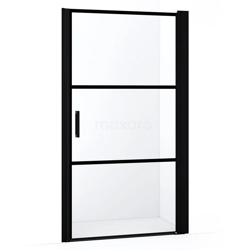 Diamond Shower door | 100 cm Matte black Clear with 4 black stripes Pivot door DDA109238RMBN