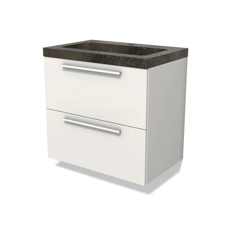 Modulo Vanity units with basin | 70 cm Matte white Flat front Natural stone 2 Stacked drawers BMW17-04791