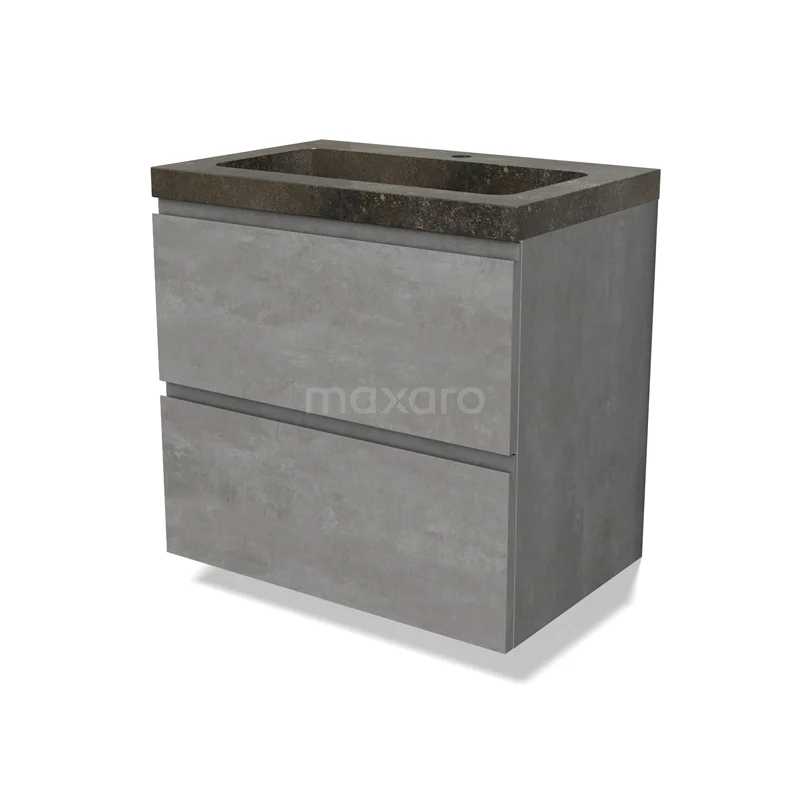 Modulo Vanity units with basin | 70 cm Light grey concrete Handle-less front Natural stone 2 Stacked drawers BMW17-04820