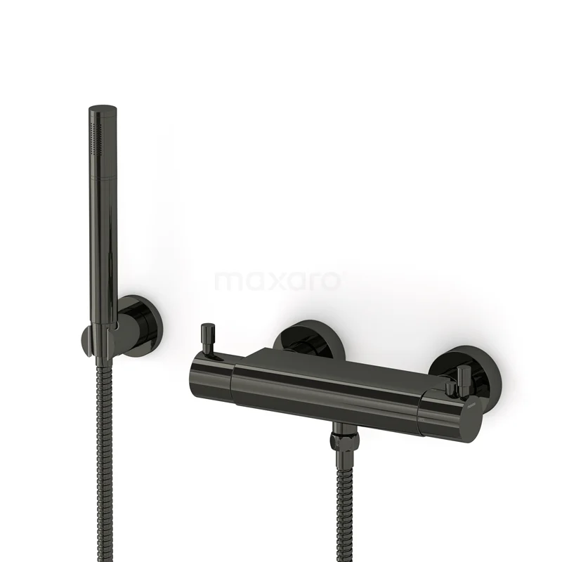 Radius Aufputz-Brausegarnitur | Schwarzchrom Thermostatarmatur mit Handbrause 1 Position AOB55-00003 Radius Aufputz-Brausegarnitur | Schwarzchrom Thermostatarmatur mit Handbrause 1 Position AOB55-00003